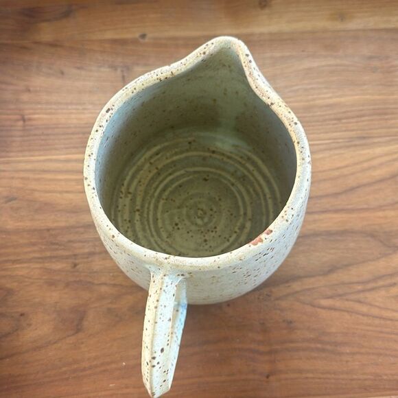 Handmade Glazed Speckled Pitcher Pottery with Handle - Picture 9 of 14